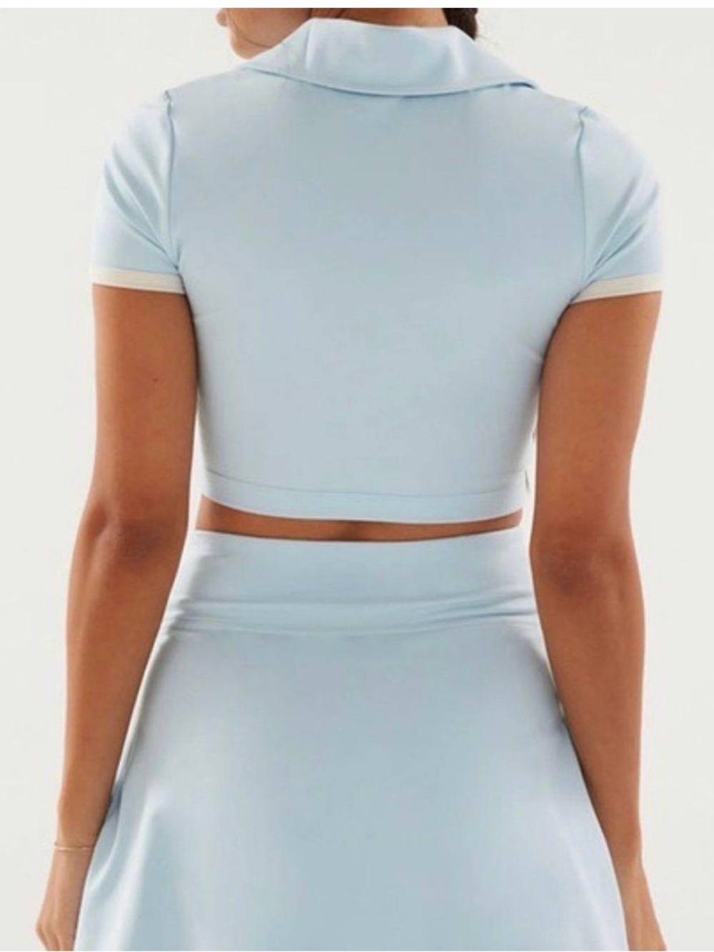NWT PacSun Light Blue Cropped Polo with Cream Trim - Picture 8 of 14